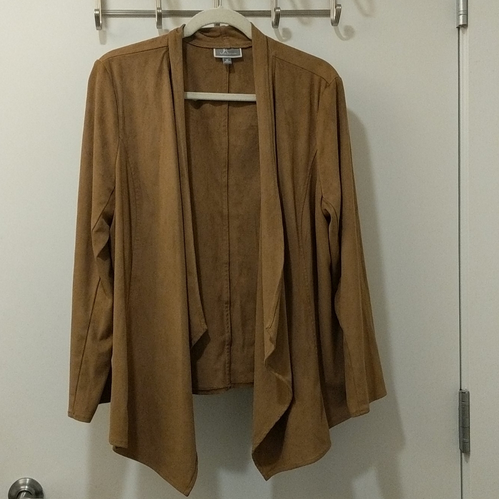 Faux suede open jacket